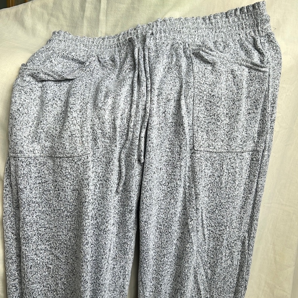 Grey and Black Knit Joggers Comfortable Loungewear Sleepwear